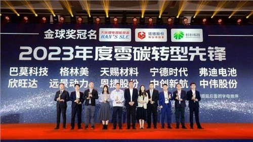 中偉股份榮獲“2023 高工金球獎——年度零碳轉型先鋒”